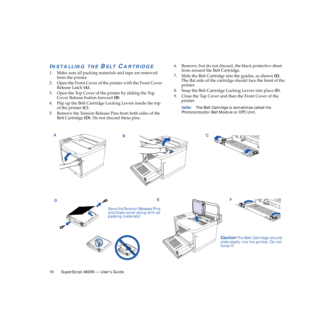 NEC 4600N manual Installing the Belt Cartridge 