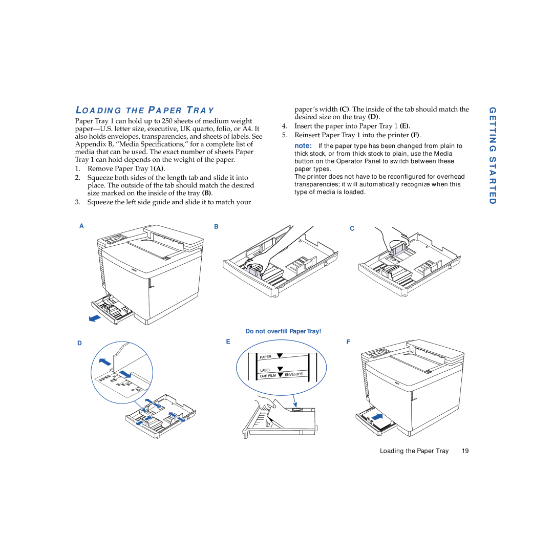 NEC 4600N manual Loading the Paper Tray 