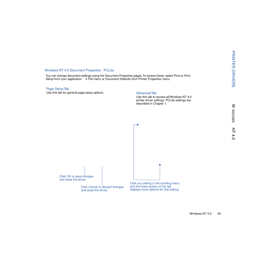 NEC 4600N manual Printer Drivers, Windows NT 4.0 Document Properties PCL5e 
