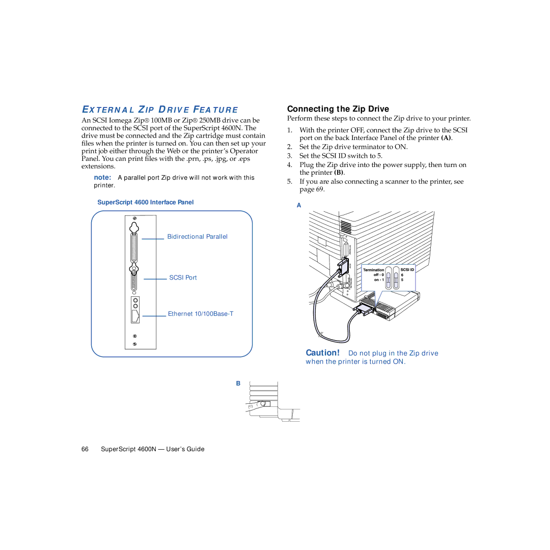 NEC 4600N manual Connecting the Zip Drive, External ZIP Drive Feature 