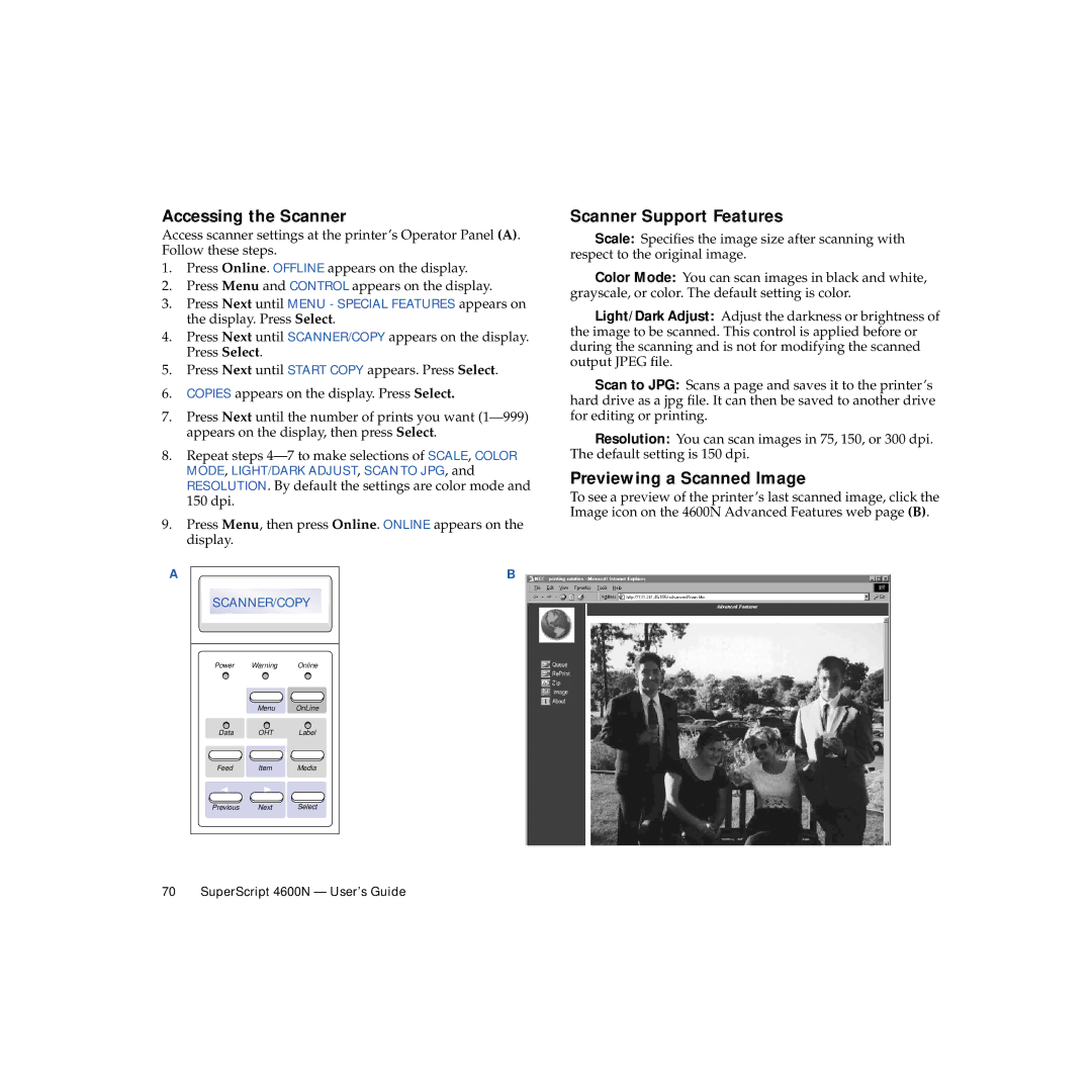 NEC 4600N manual Accessing the Scanner, Scanner Support Features, Previewing a Scanned Image 