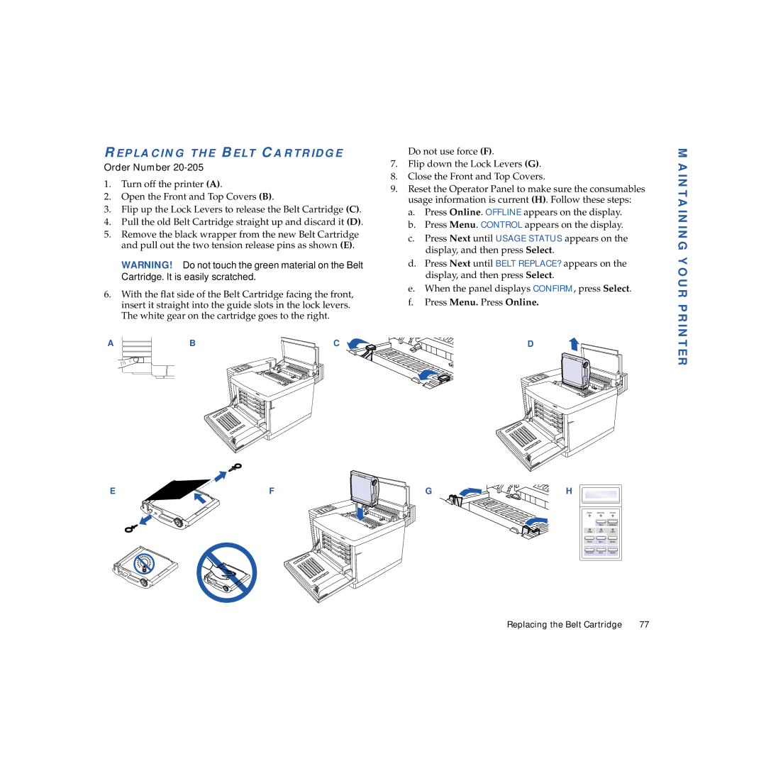 NEC 4600N manual Maintaining Your Printer, Replacing the Belt Cartridge 