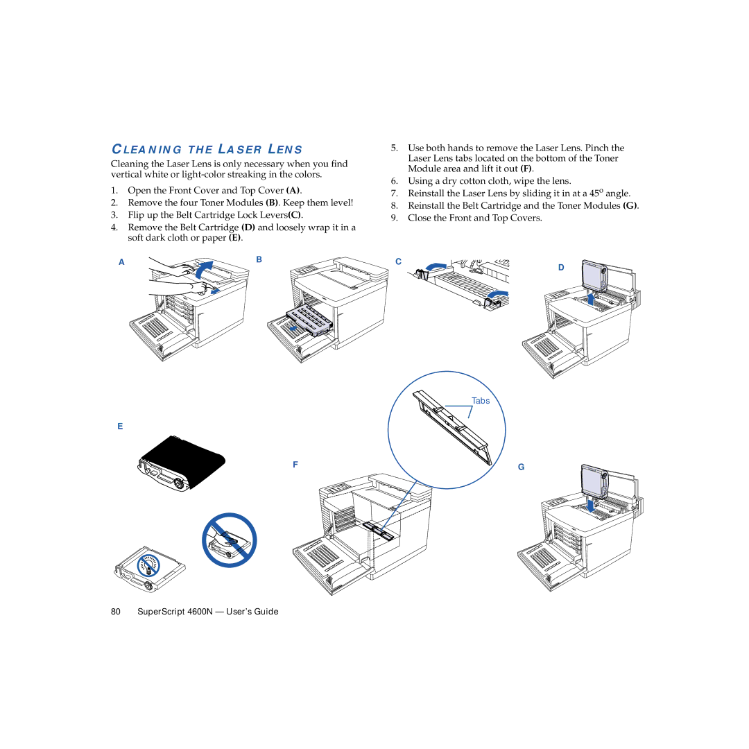 NEC 4600N manual Cleaning the Laser Lens 