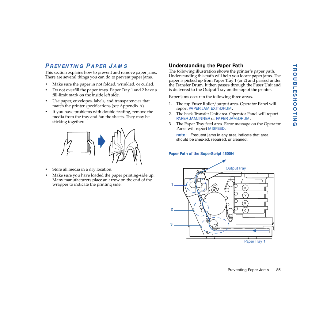 NEC 4600N manual Understanding the Paper Path, Troubleshooting, Preventing Paper Jams 