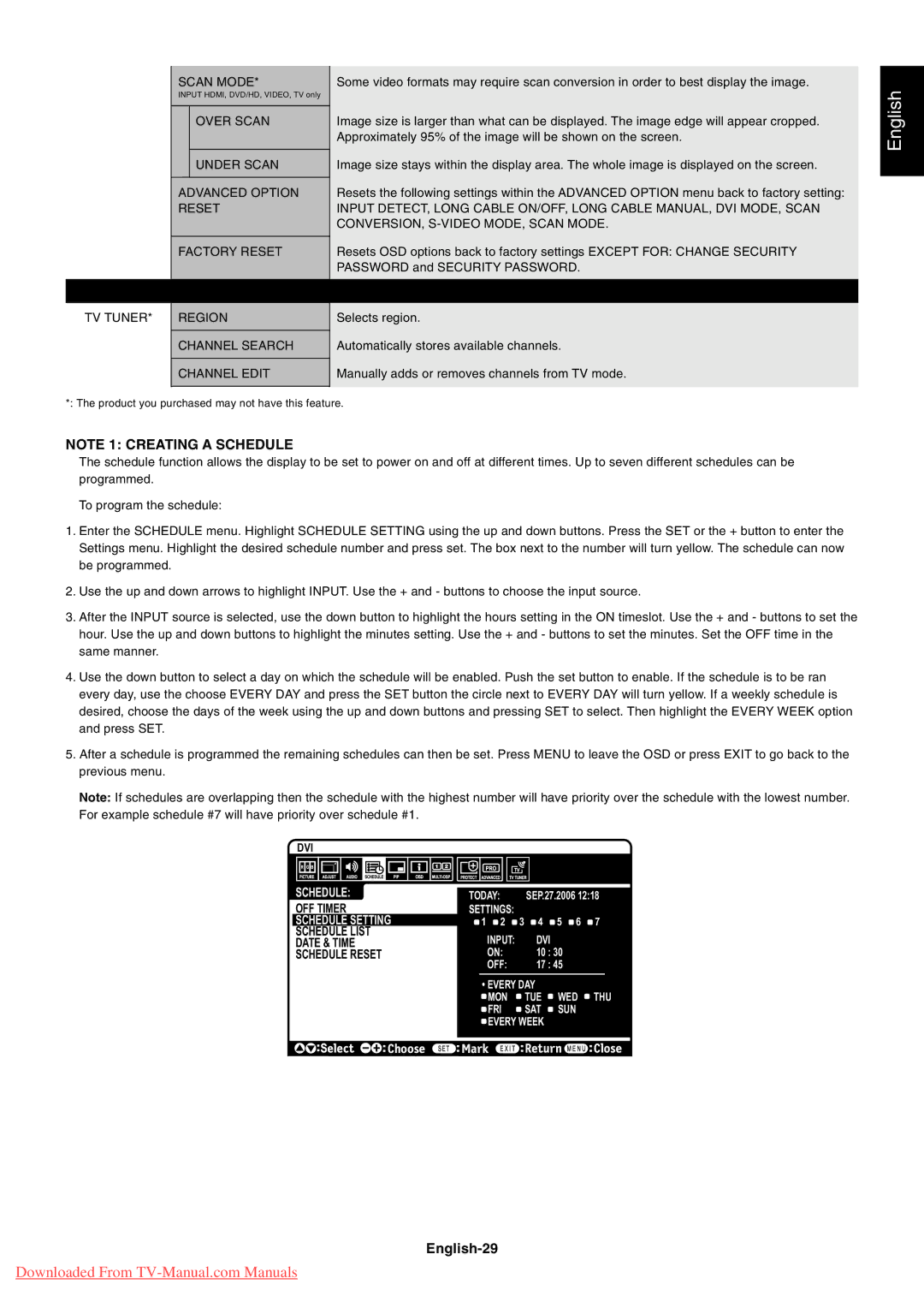 NEC 4020, 4620 user manual English-29, TV Tuner Scan Mode 