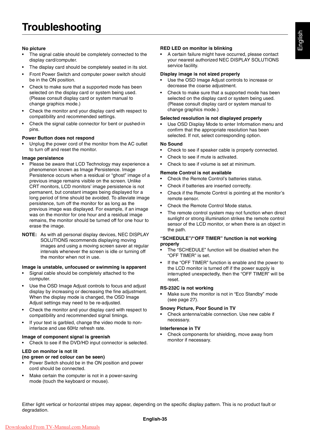 NEC 4020, 4620 user manual Troubleshooting 