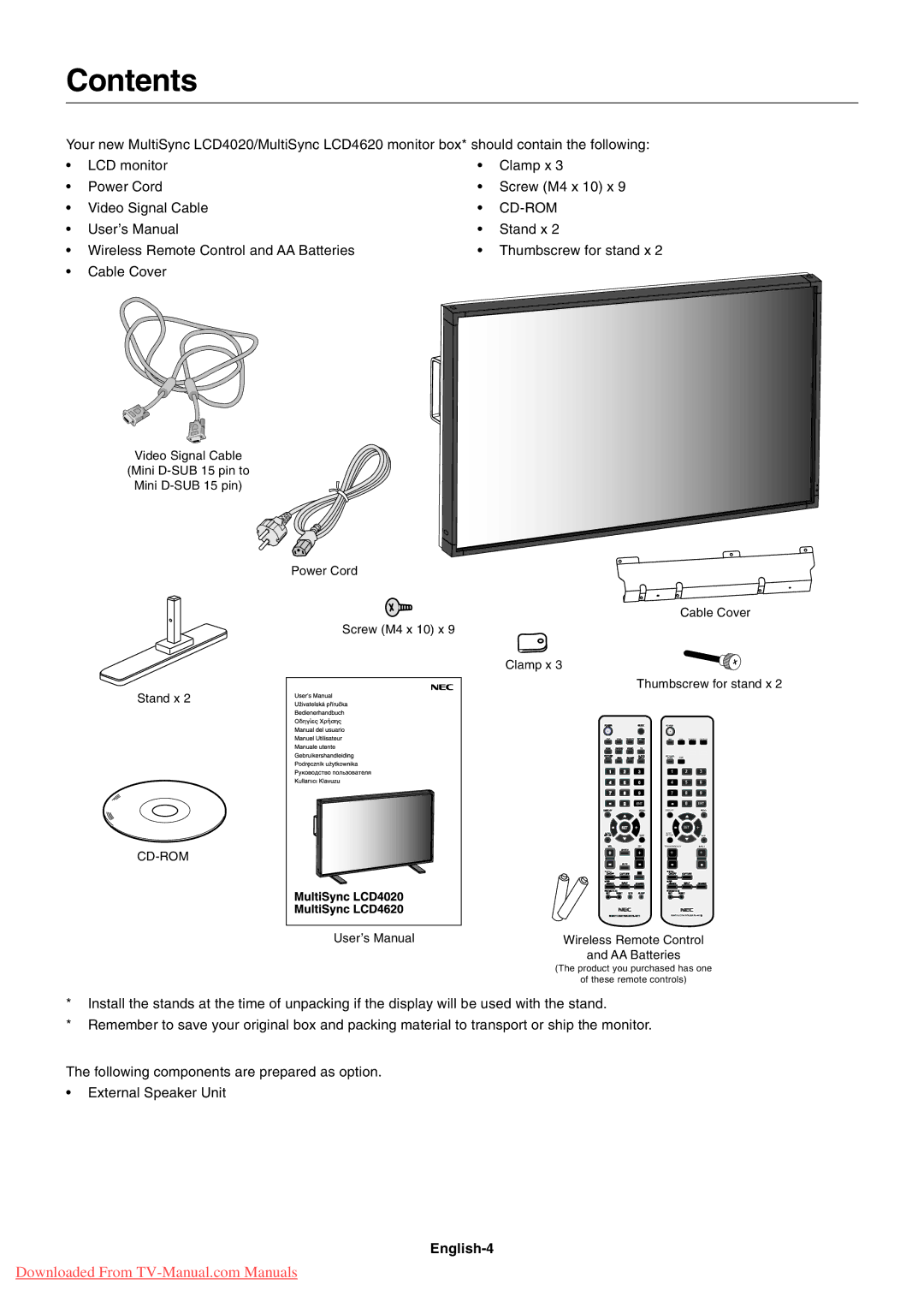 NEC 4620, 4020 user manual Contents 