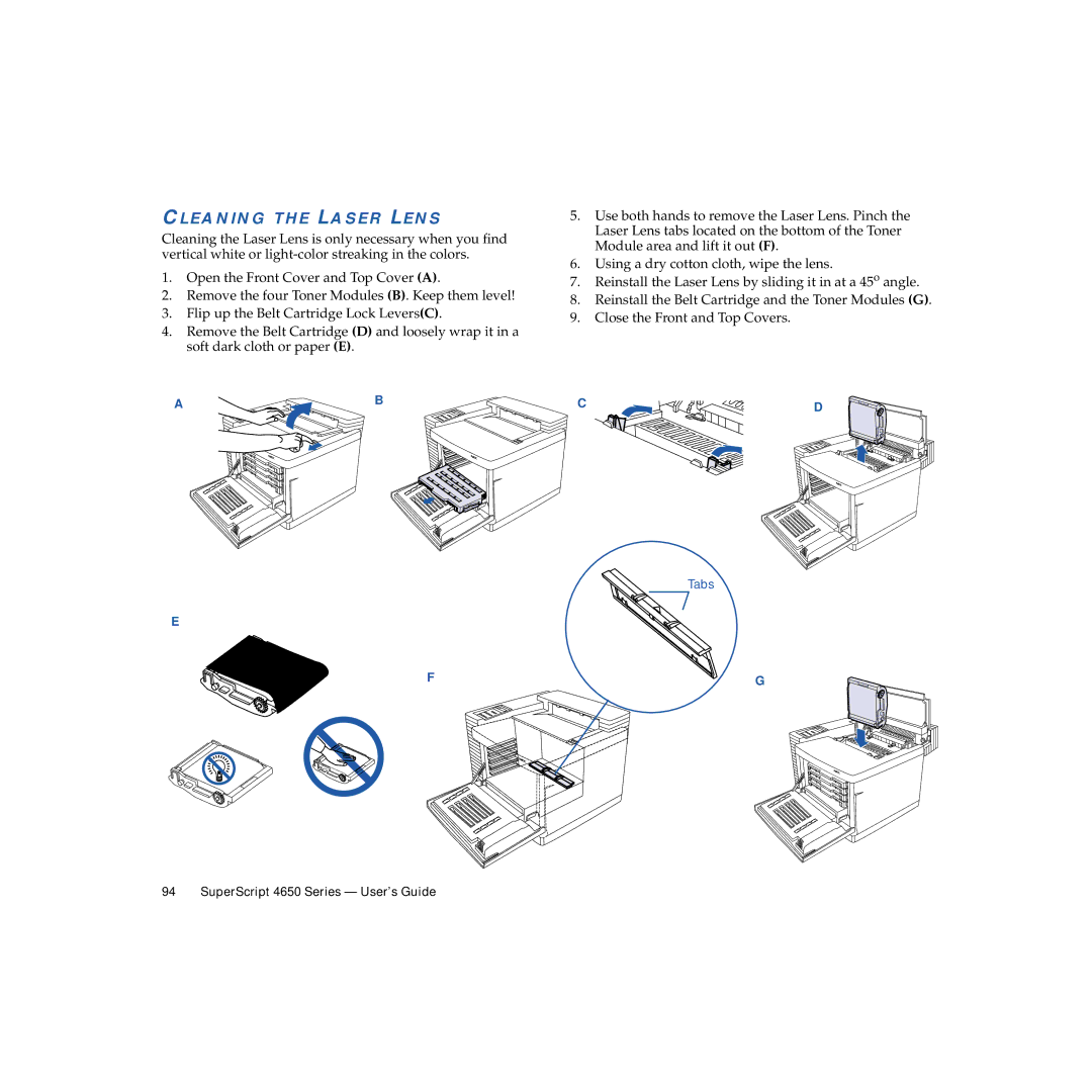 NEC 4650NX manual Cleaning the Laser Lens 