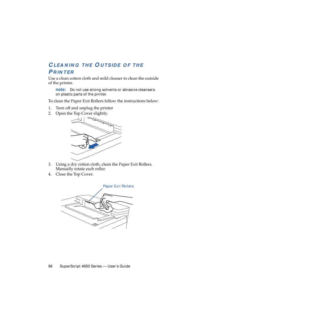 NEC 4650NX manual Cleaning the Outside of the Printer 