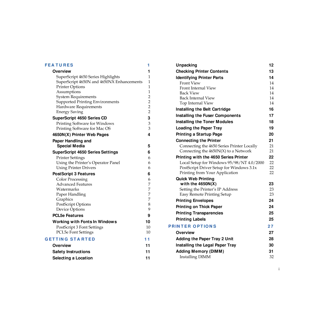 NEC 4650NX manual Features 