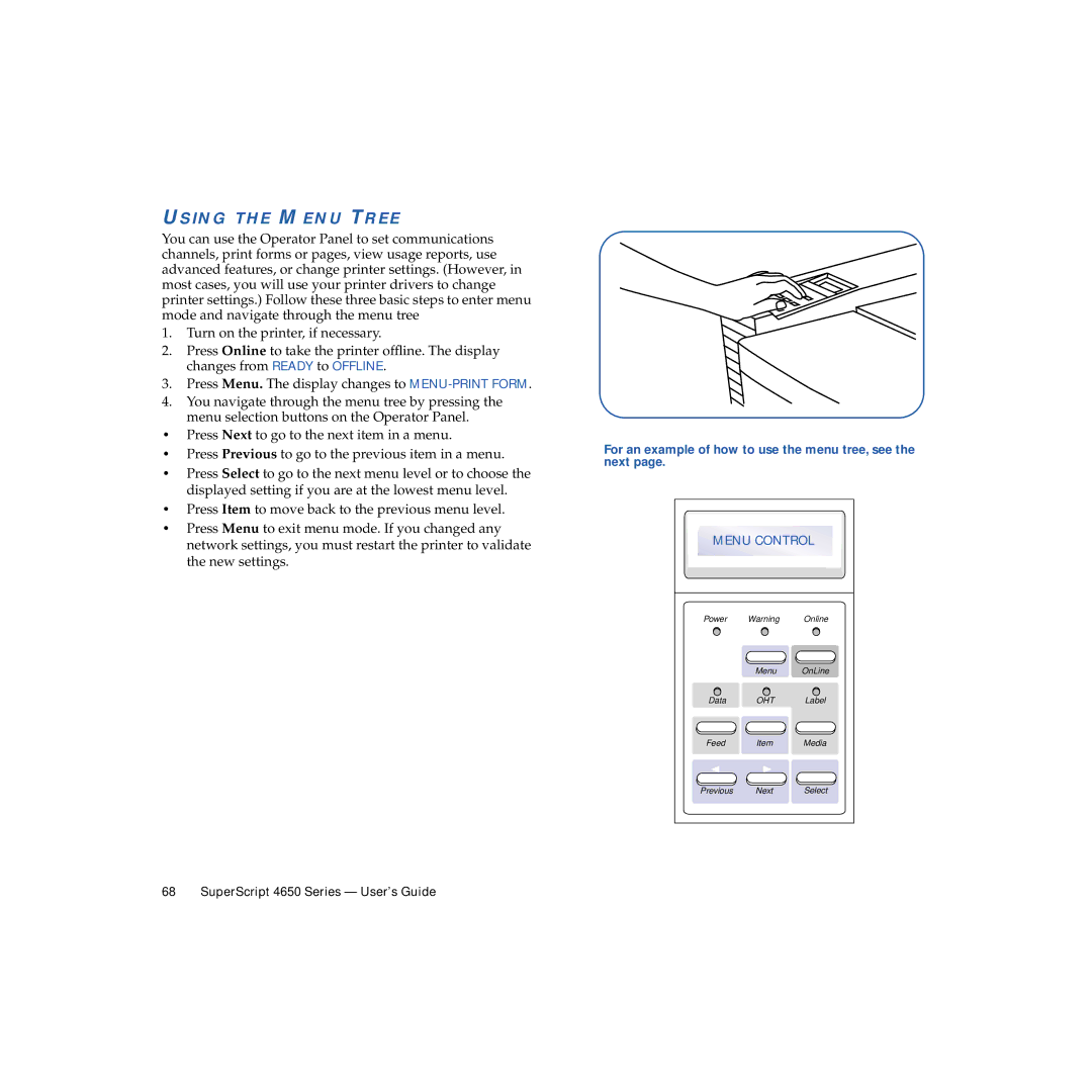 NEC 4650NX manual Using the Menu Tree, For an example of how to use the menu tree, see the next 