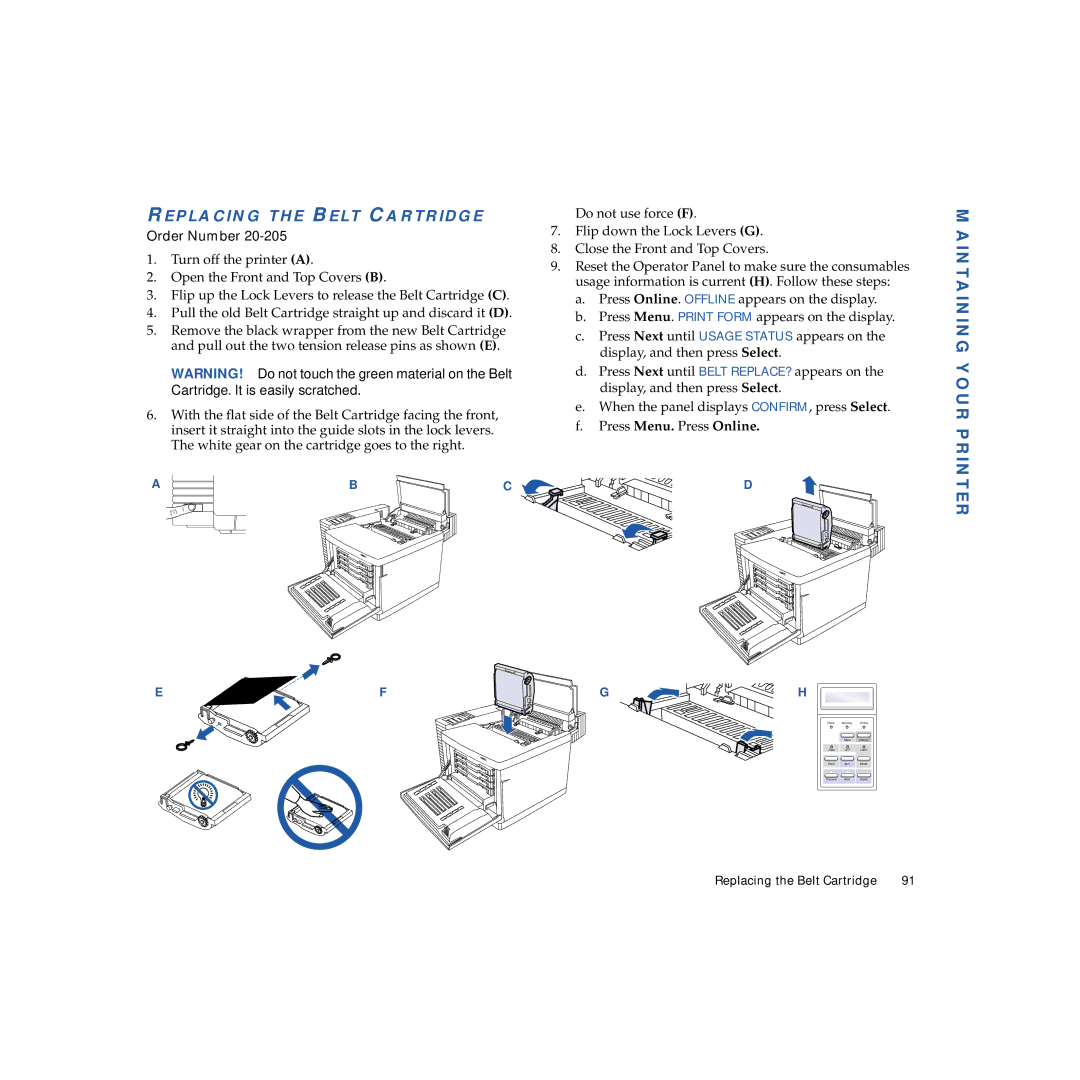 NEC 4650NX manual Maintaining Your Printer, Replacing the Belt Cartridge 