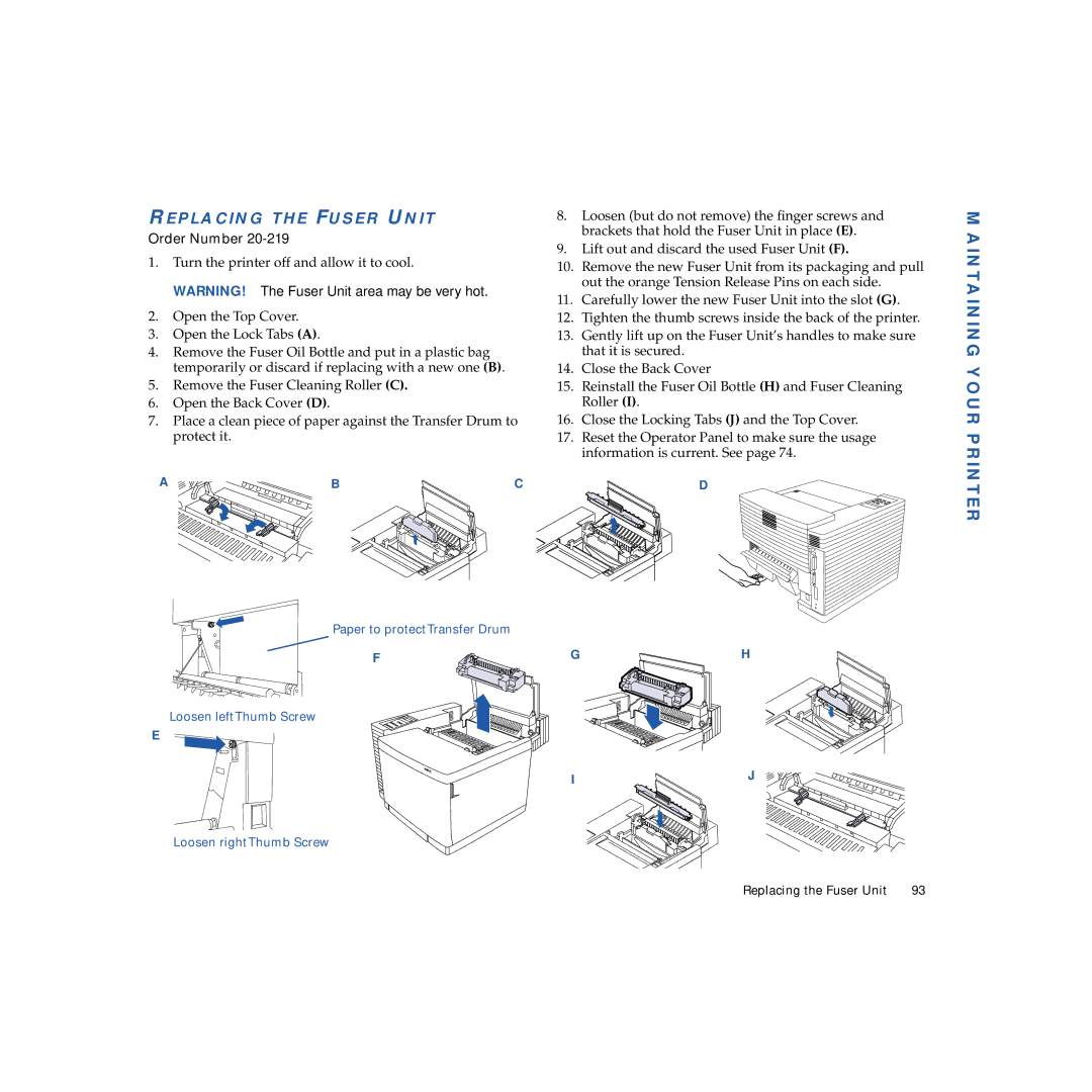 NEC 4650NX manual Replacing the Fuser Unit 