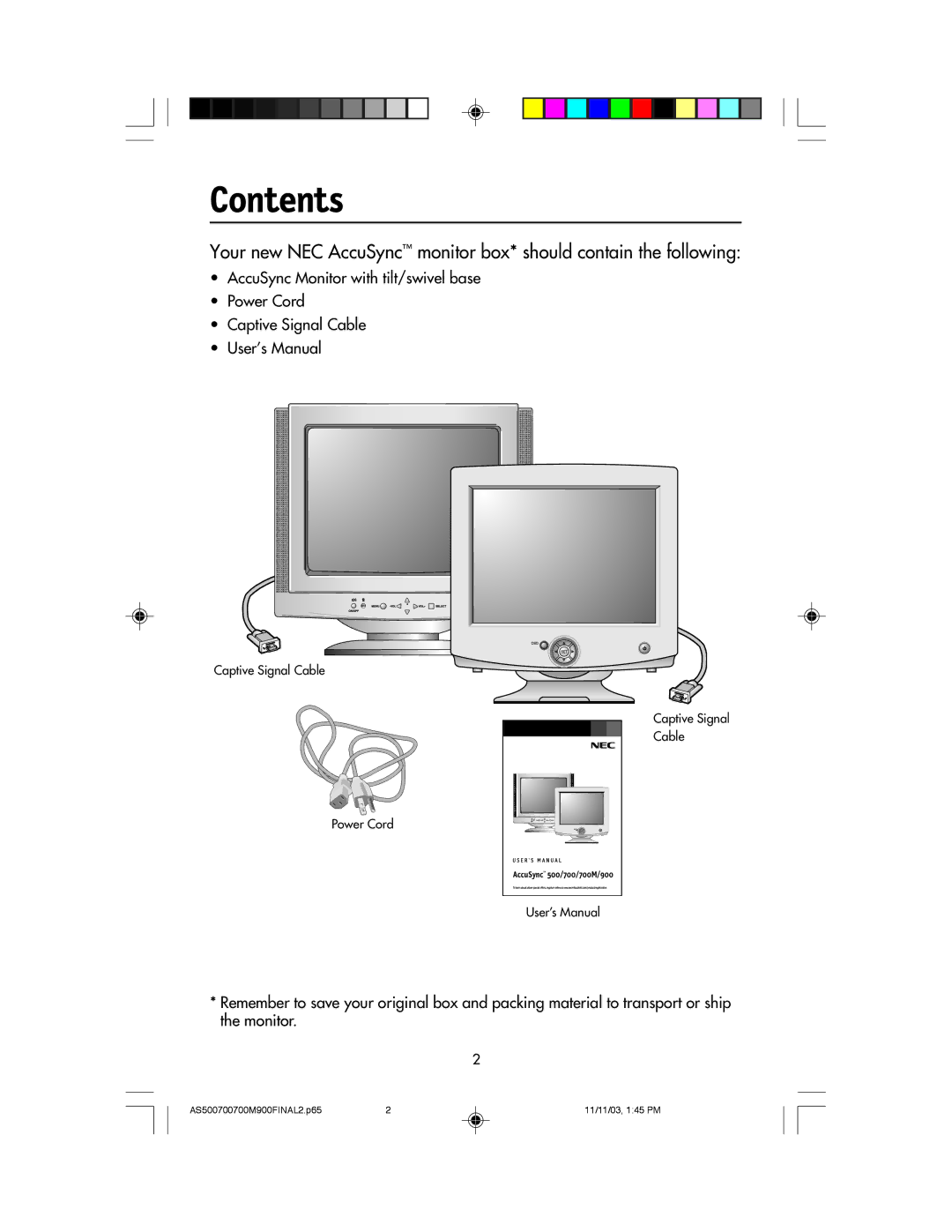 NEC 500, 700, 700M, 900 manual Contents 