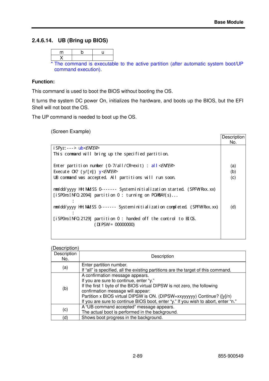 NEC 5020M-16, NX7700i operation manual UB Bring up Bios 