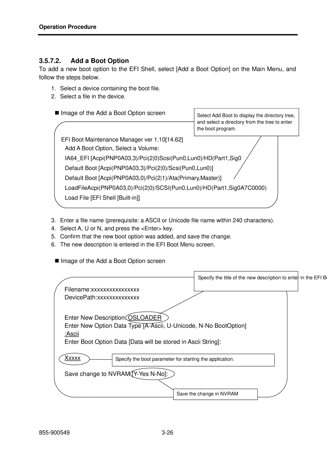 NEC NX7700i, 5020M-16 operation manual „ Image of the Add a Boot Option screen 