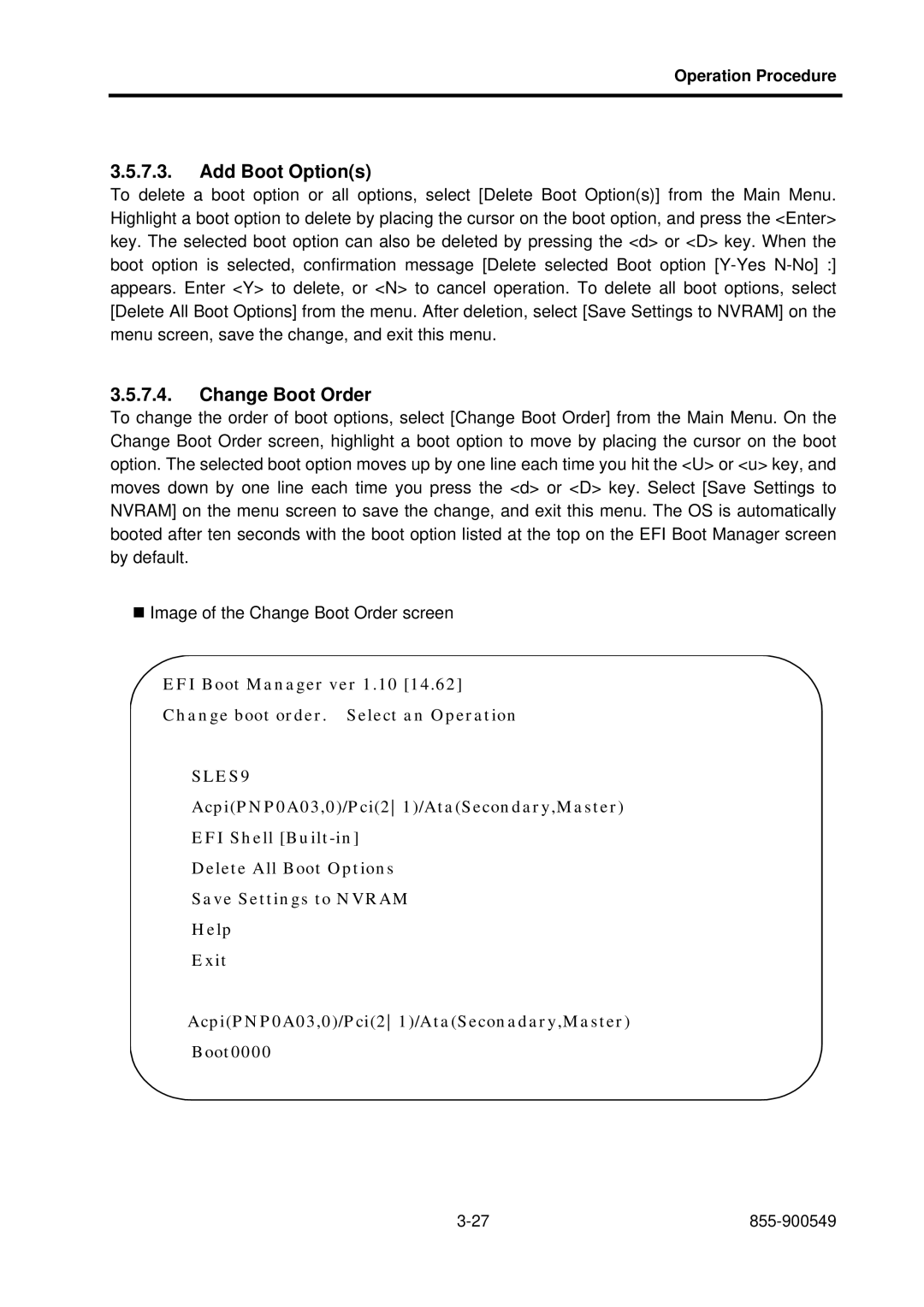 NEC 5020M-16, NX7700i operation manual Add Boot Options, Change Boot Order 