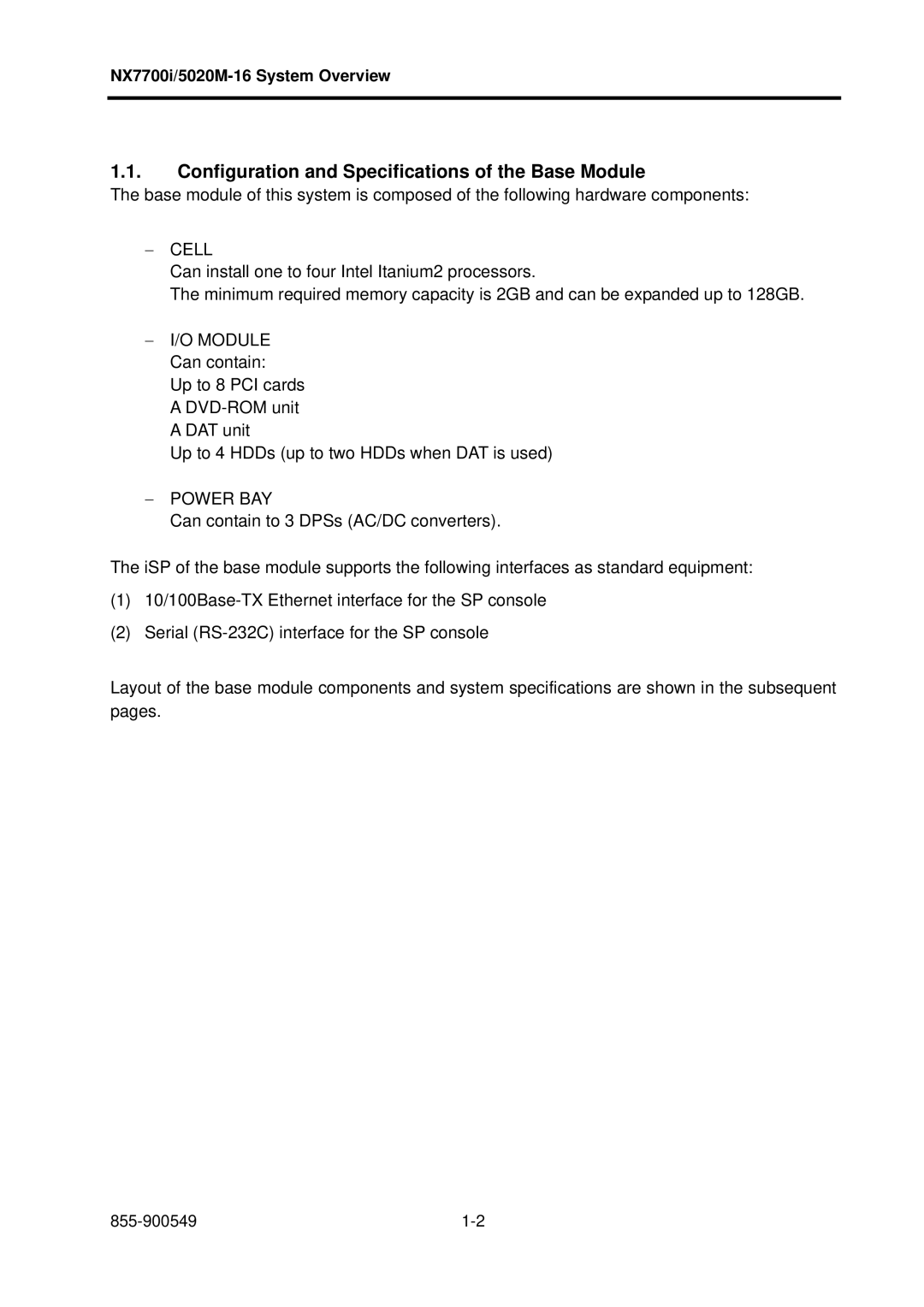 NEC 5020M-16, NX7700i operation manual Configuration and Specifications of the Base Module, Cell 