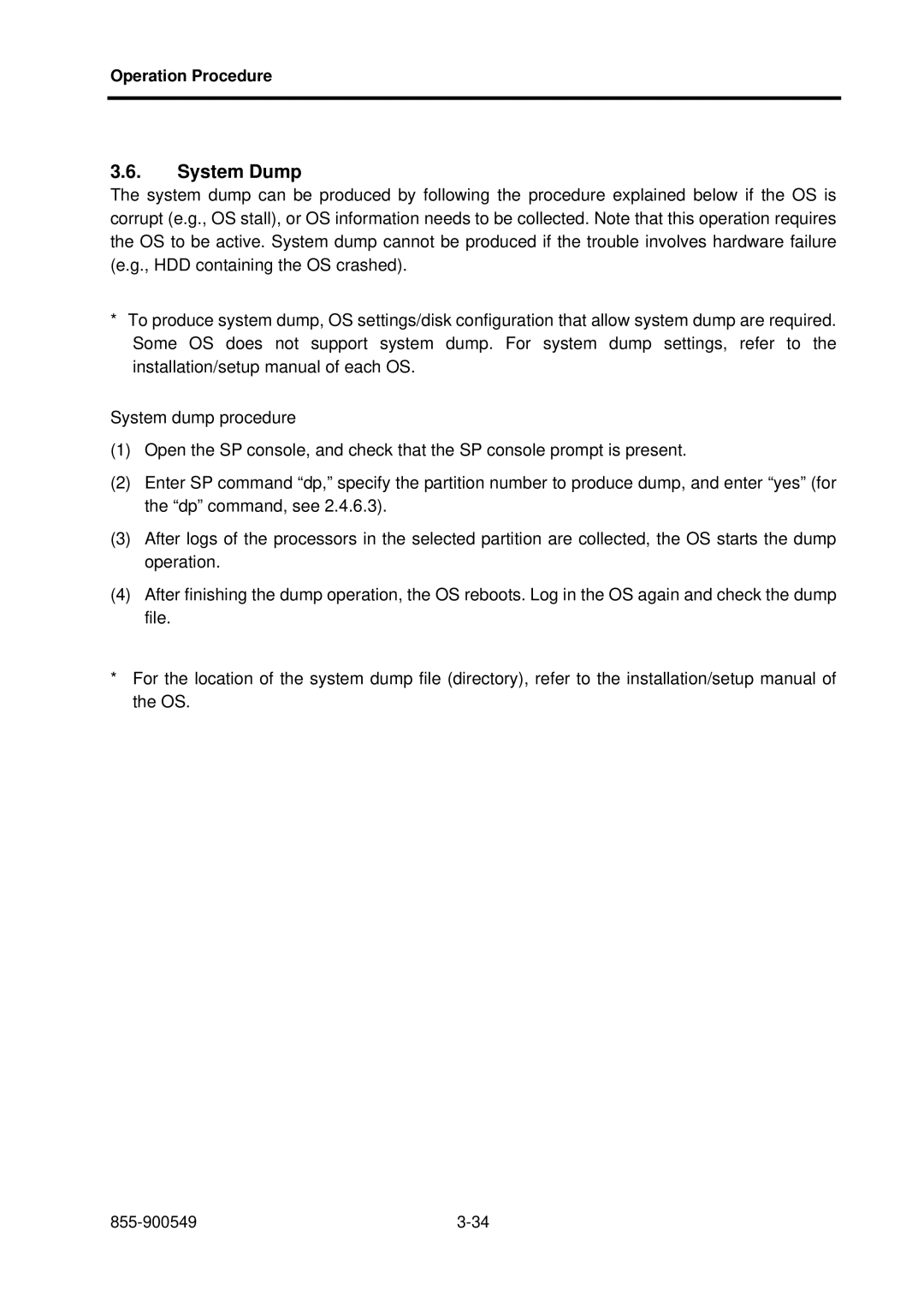 NEC NX7700i, 5020M-16 operation manual System Dump 