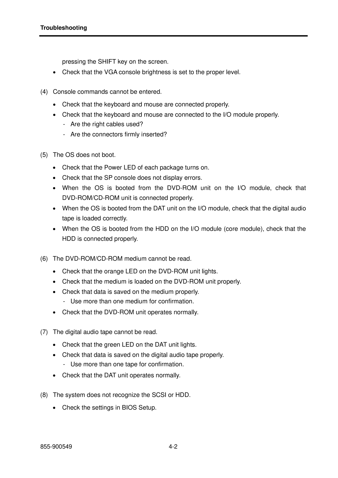 NEC NX7700i, 5020M-16 operation manual Troubleshooting 