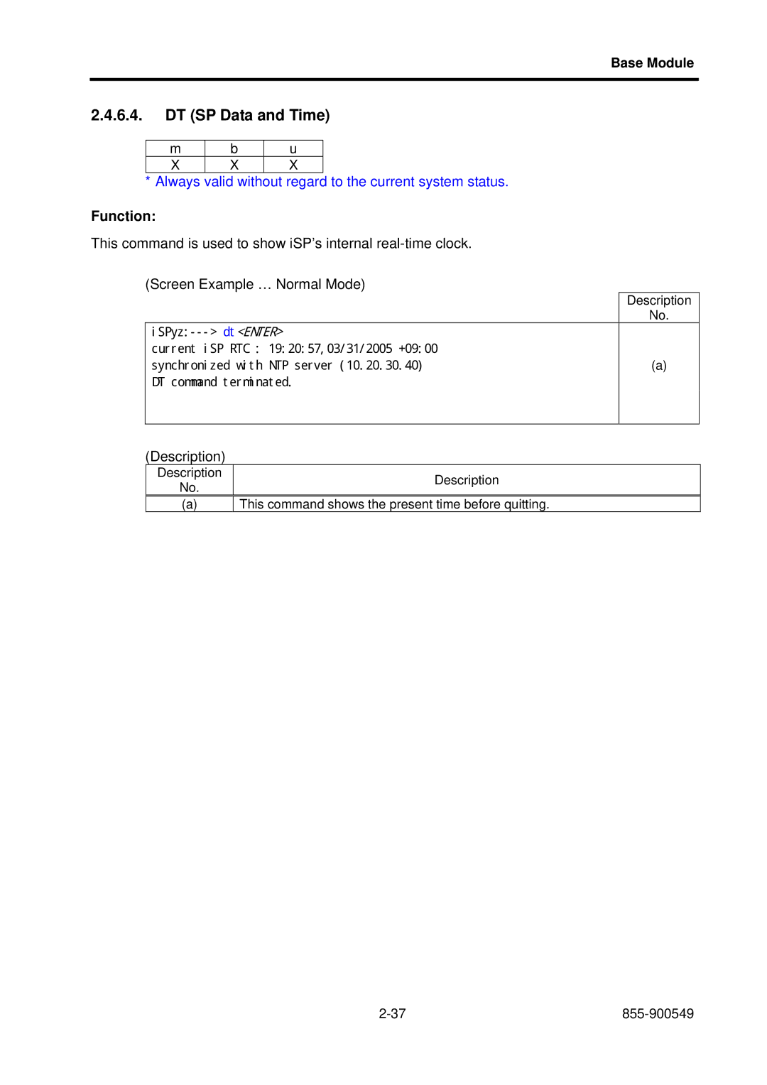 NEC 5020M-16, NX7700i operation manual DT SP Data and Time 