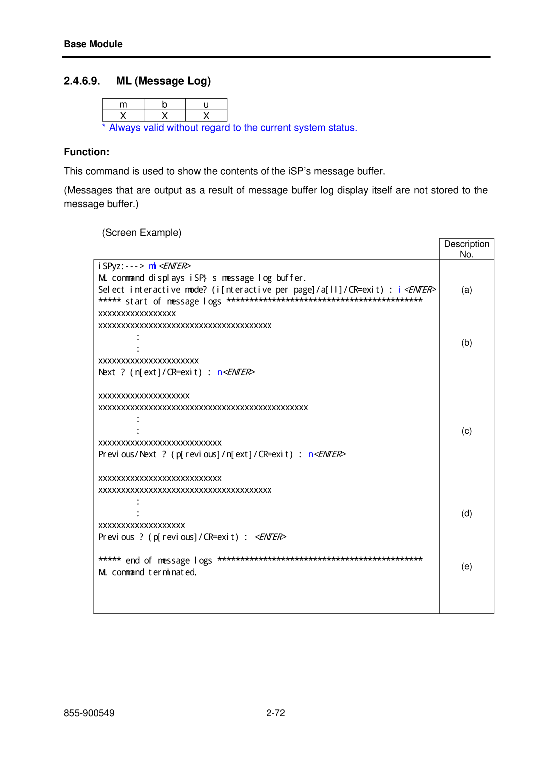 NEC NX7700i, 5020M-16 operation manual ML Message Log 