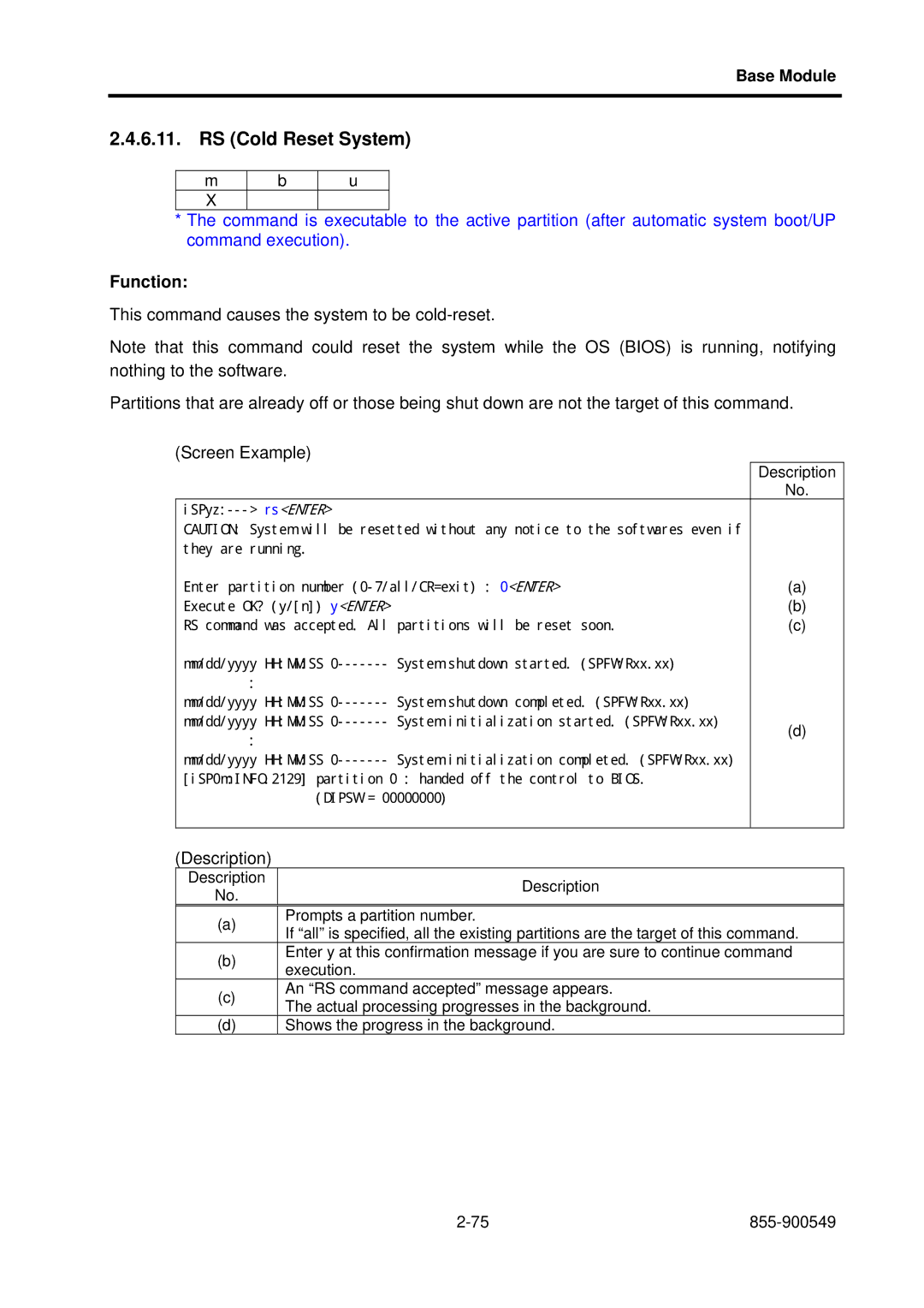 NEC 5020M-16, NX7700i operation manual RS Cold Reset System, RsENTER 