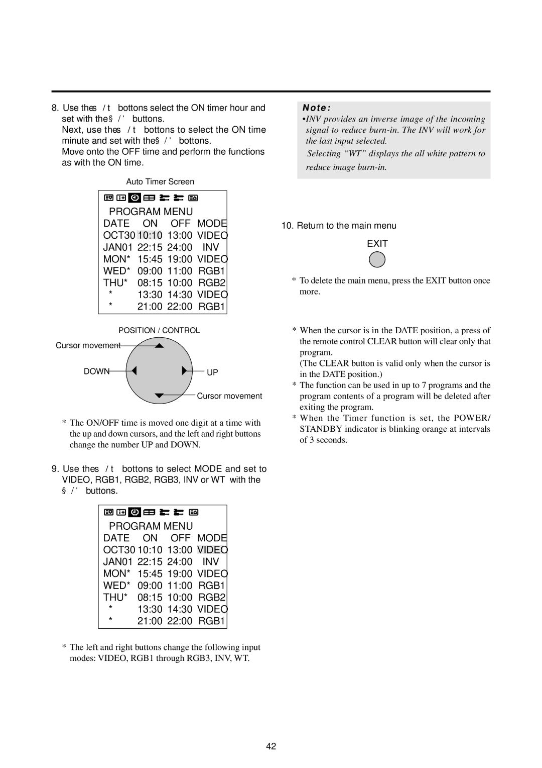 NEC 50PD1, 42PD2, 42PD2, 50PD1 user manual Cursor movement 