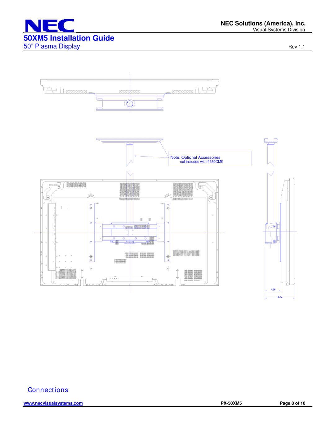 NEC 50XM5 dimensions Connections 