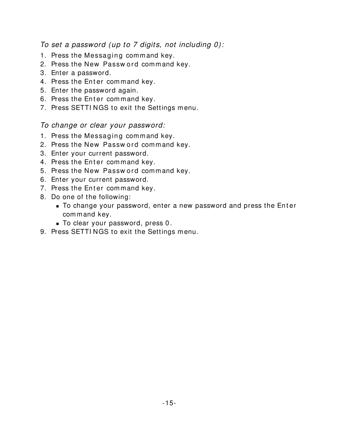 NEC 5140 manual To set a password up to 7 digits, not including, To change or clear your password 