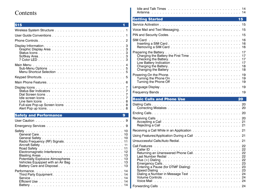 NEC 515 owner manual Contents 