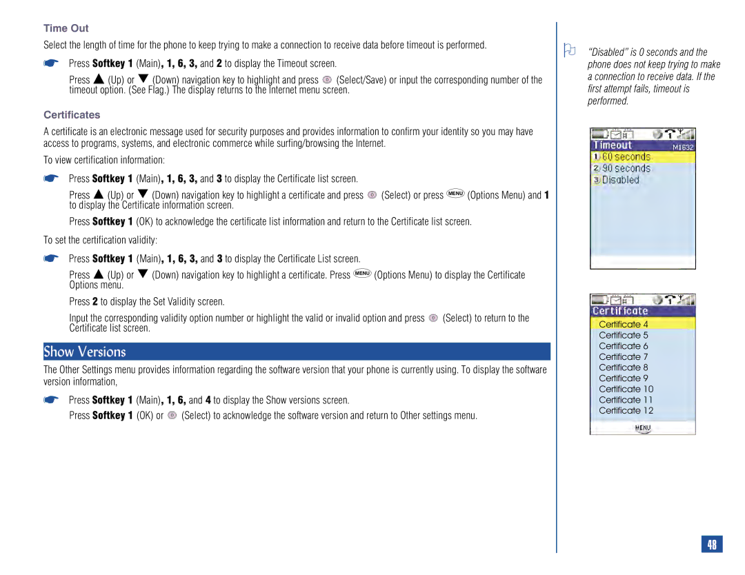 NEC 515 owner manual Show Versions, Time Out, Certificates 