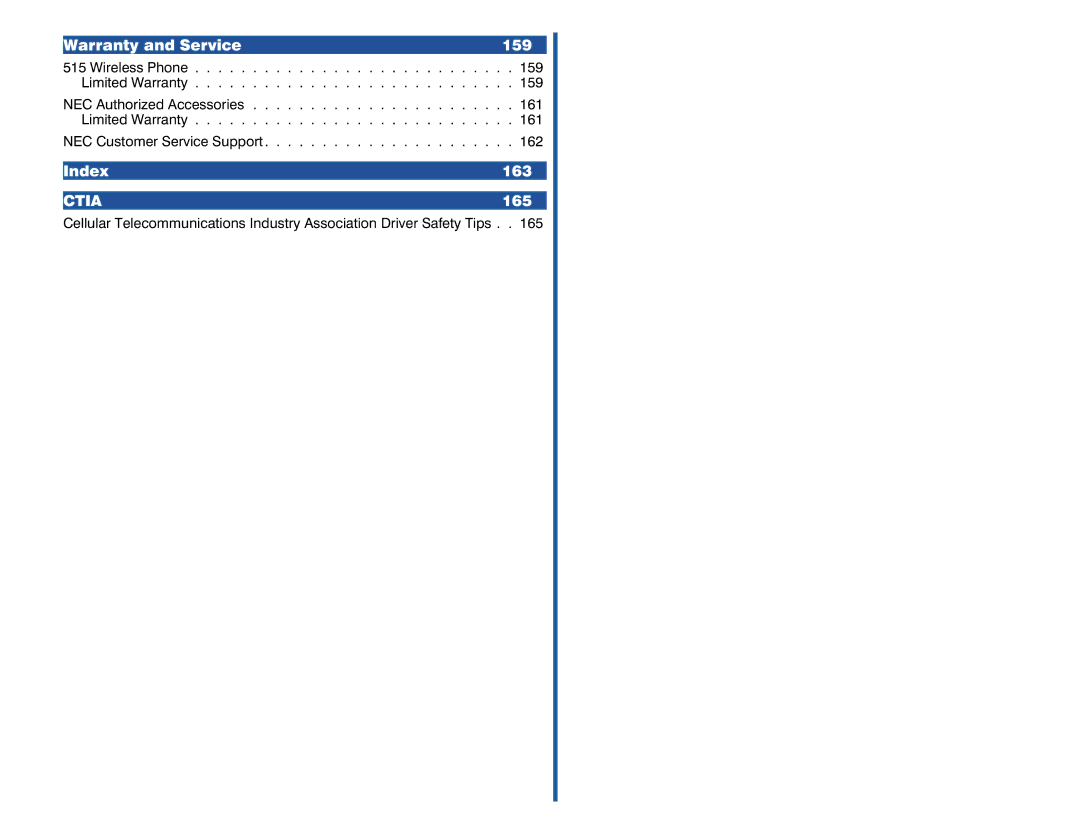 NEC 515 owner manual Ctia 