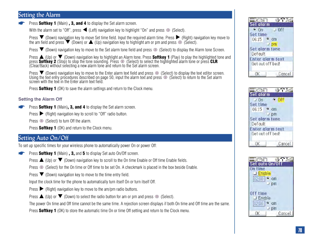 NEC 515 owner manual Setting Auto On/Off, Setting the Alarm Off 