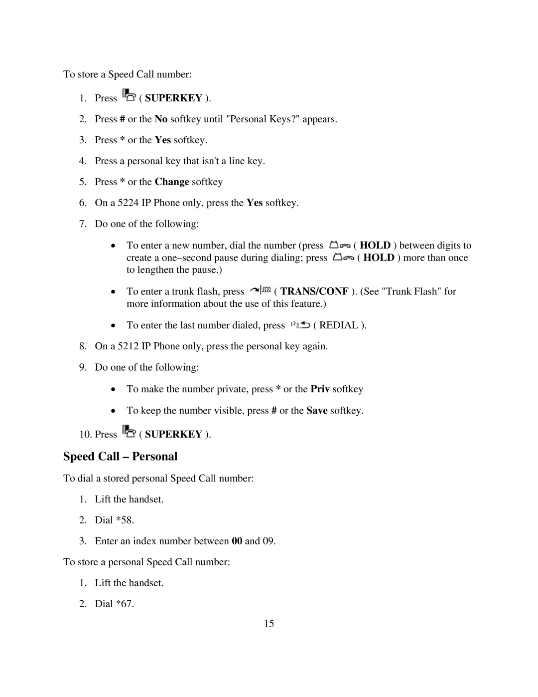 NEC 5224 manual Speed Call Personal 