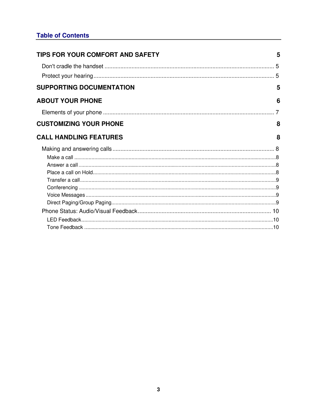 NEC 5302 manual Table of Contents, Customizing Your Phone Call Handling Features 