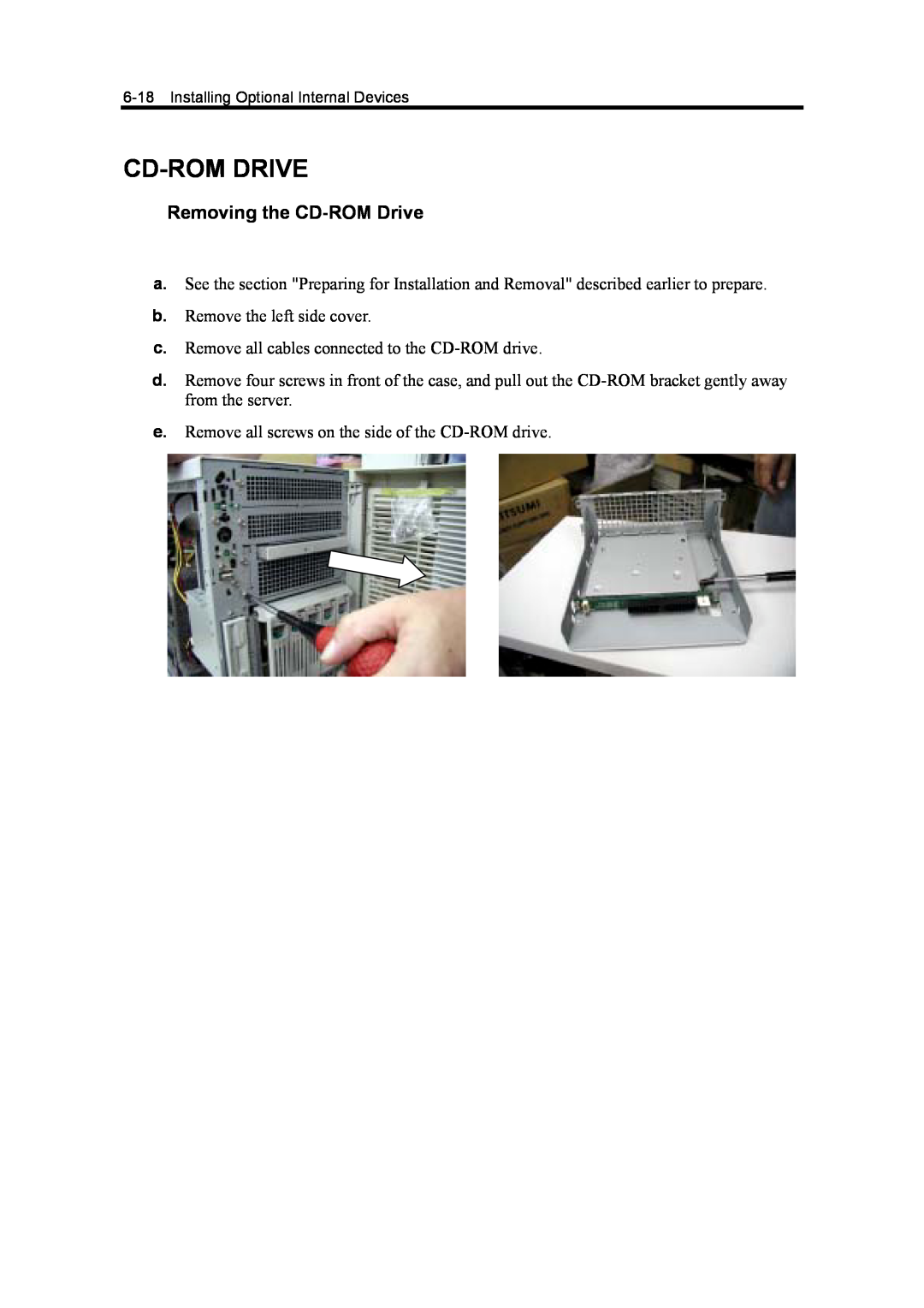NEC 5800, 120Mf manual Cd-Rom Drive, Removing the CD-ROM Drive 