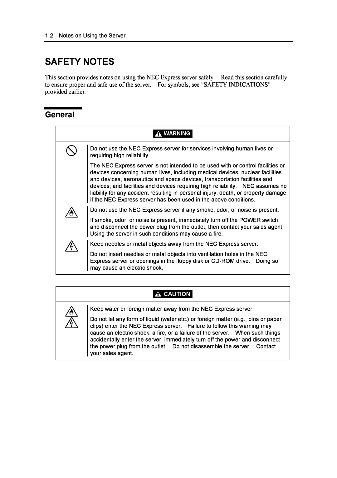 NEC 5800, 120Mf manual Safety Notes, General 