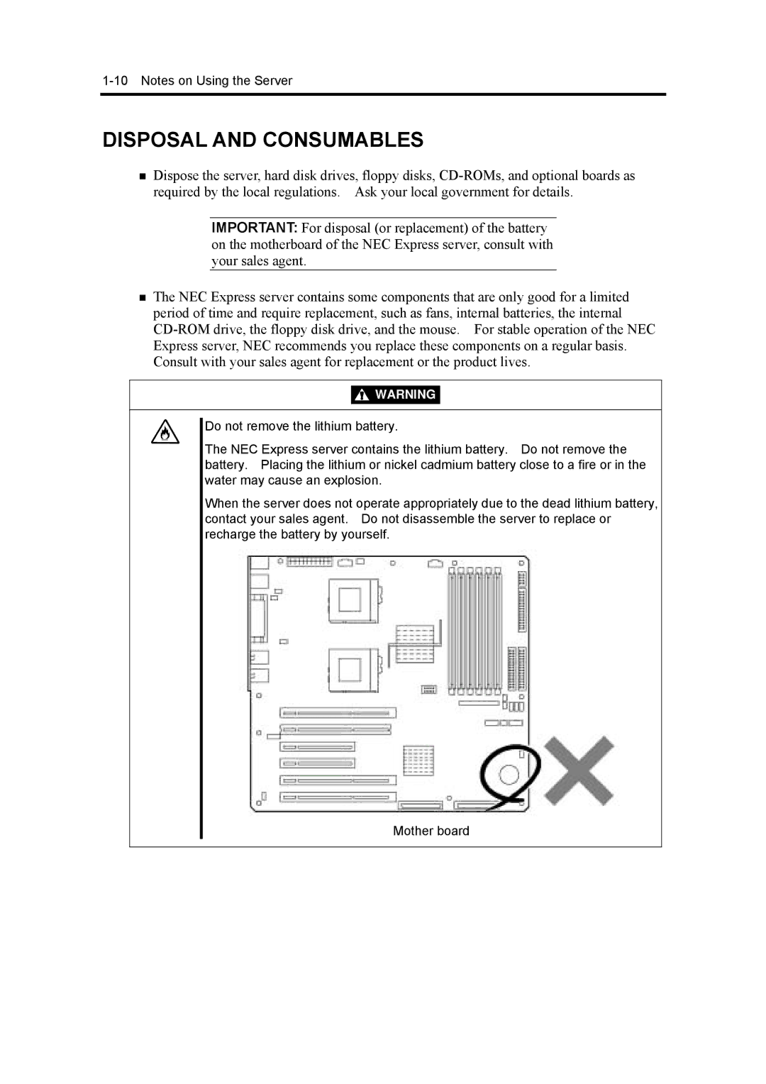 NEC 5800, 120Mf manual Disposal and Consumables 