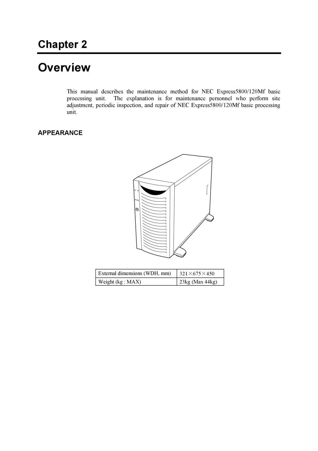 NEC 120Mf, 5800 manual Overview 