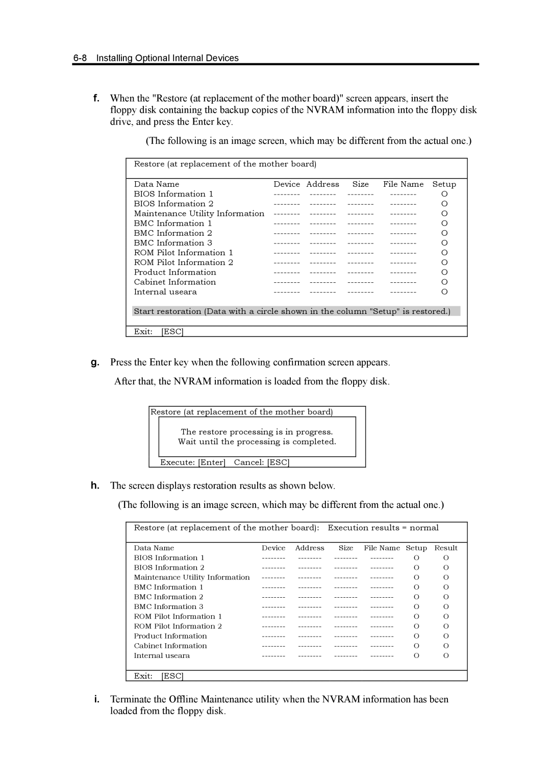 NEC 5800, 120Mf manual Size File Name Setup 