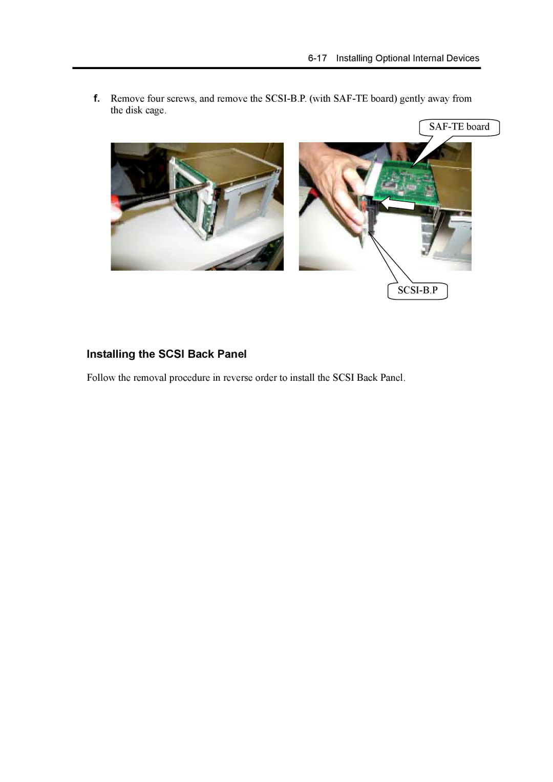 NEC 120Mf, 5800 manual Installing the Scsi Back Panel 
