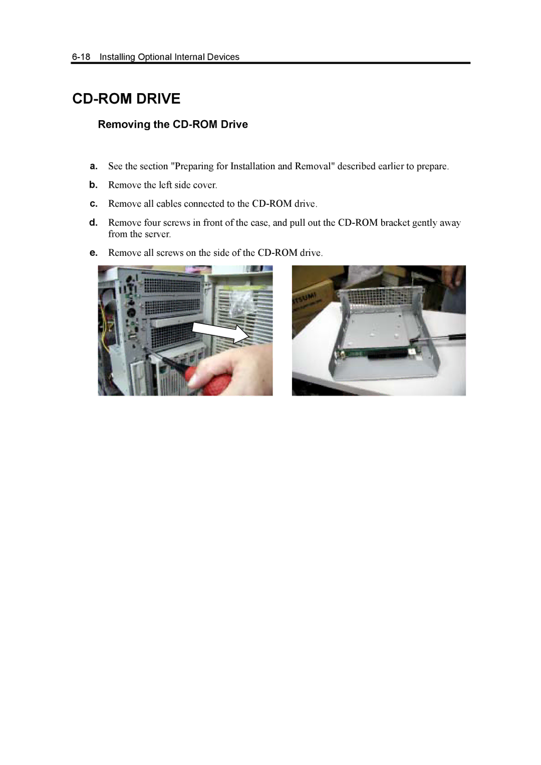 NEC 5800, 120Mf manual Removing the CD-ROM Drive 