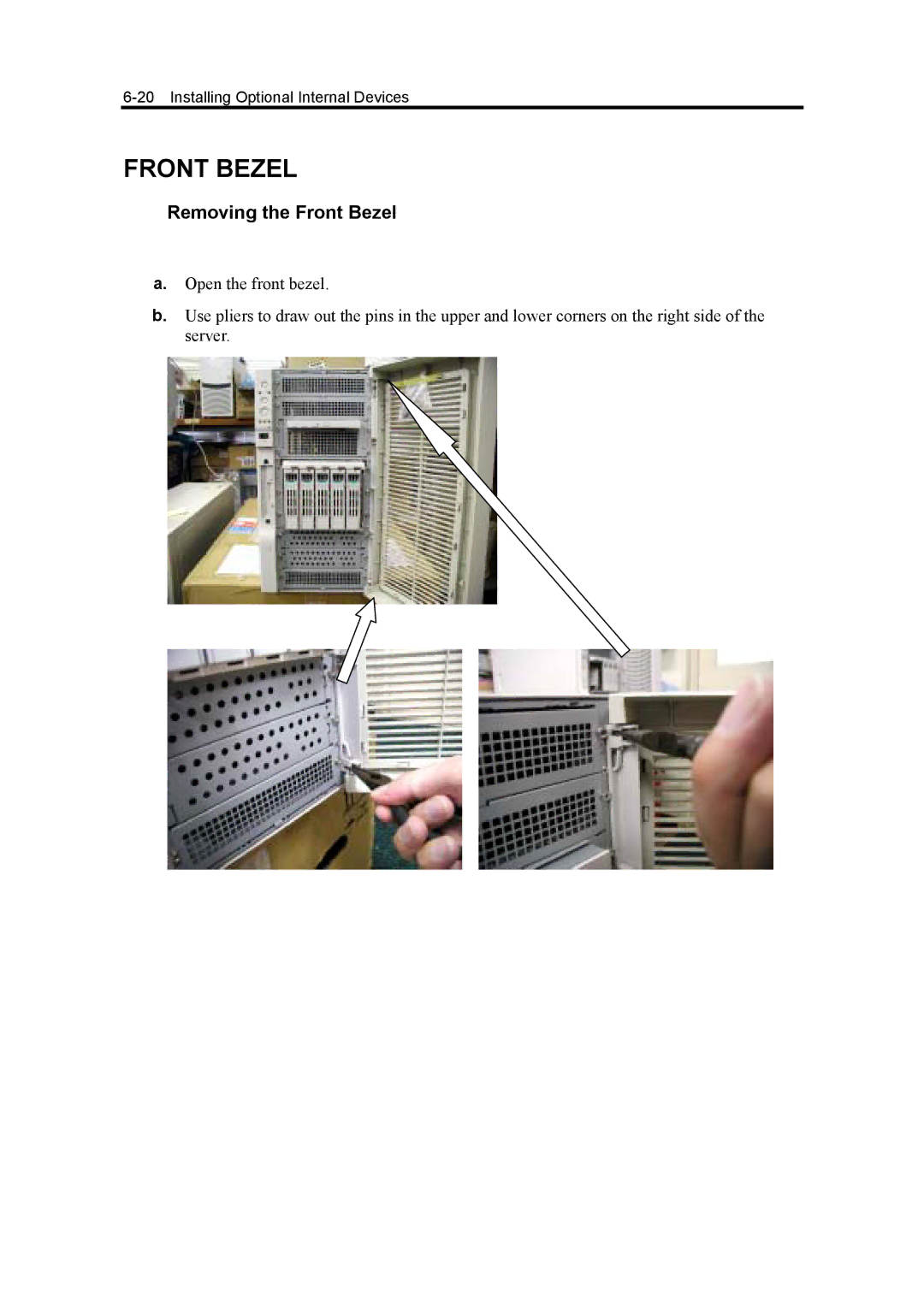 NEC 5800, 120Mf manual Removing the Front Bezel 