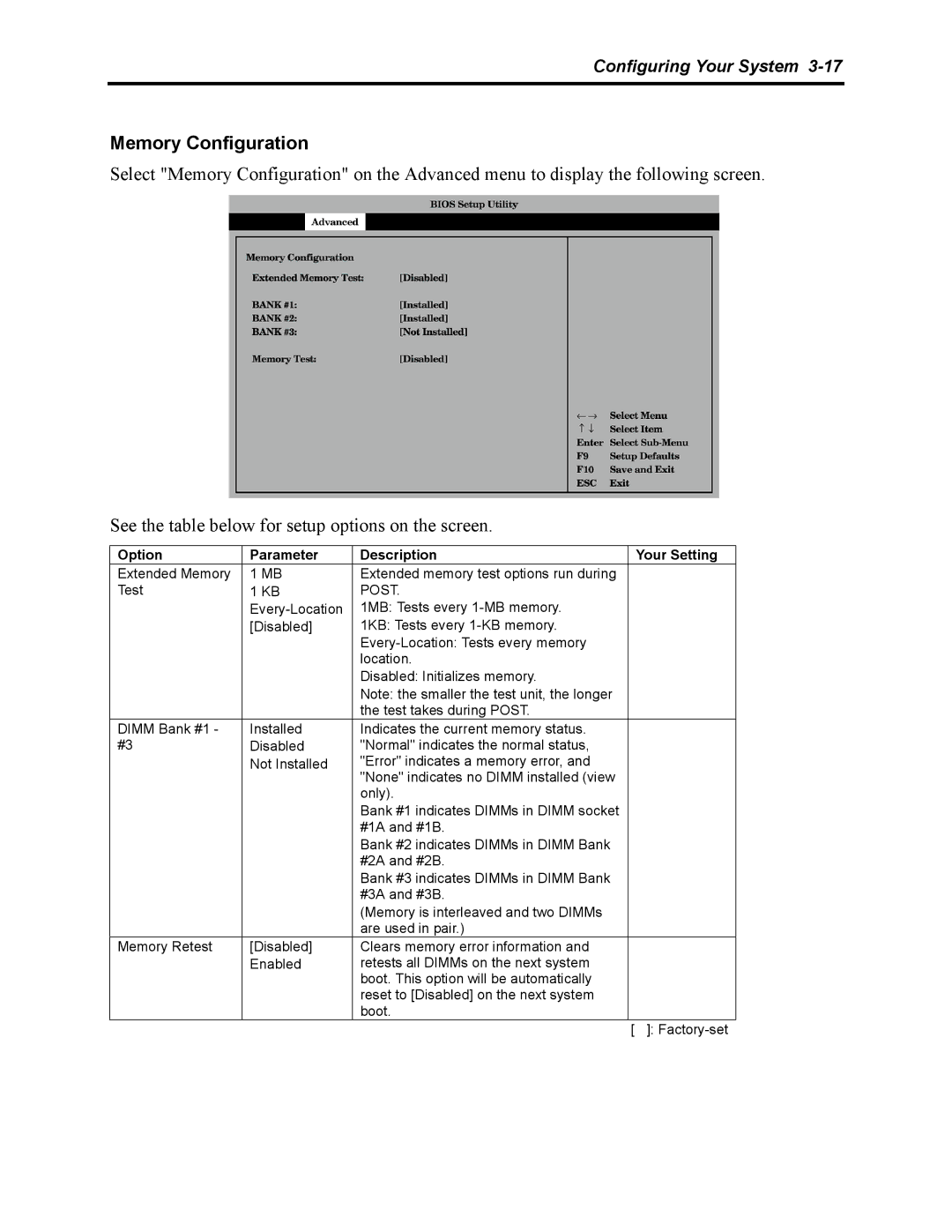 NEC 5800 manual Memory Configuration, Post 