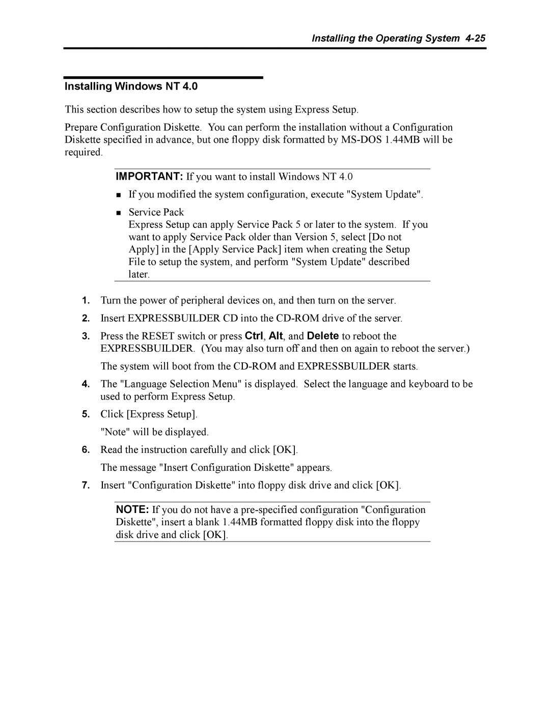 NEC 5800 manual Installing Windows NT 