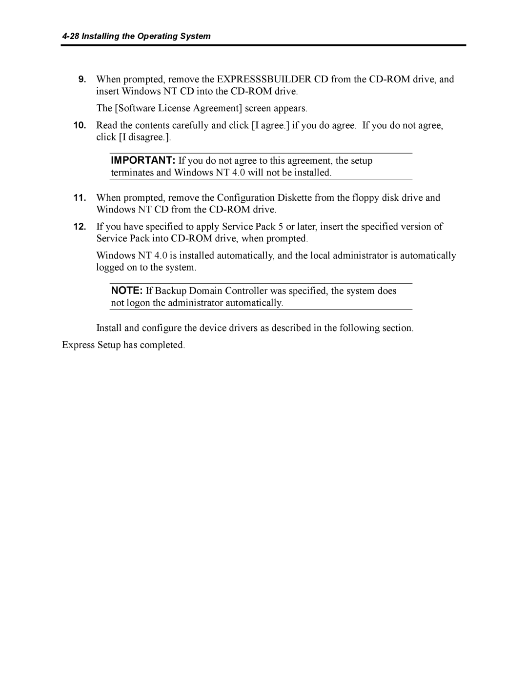 NEC 5800 manual Installing the Operating System 