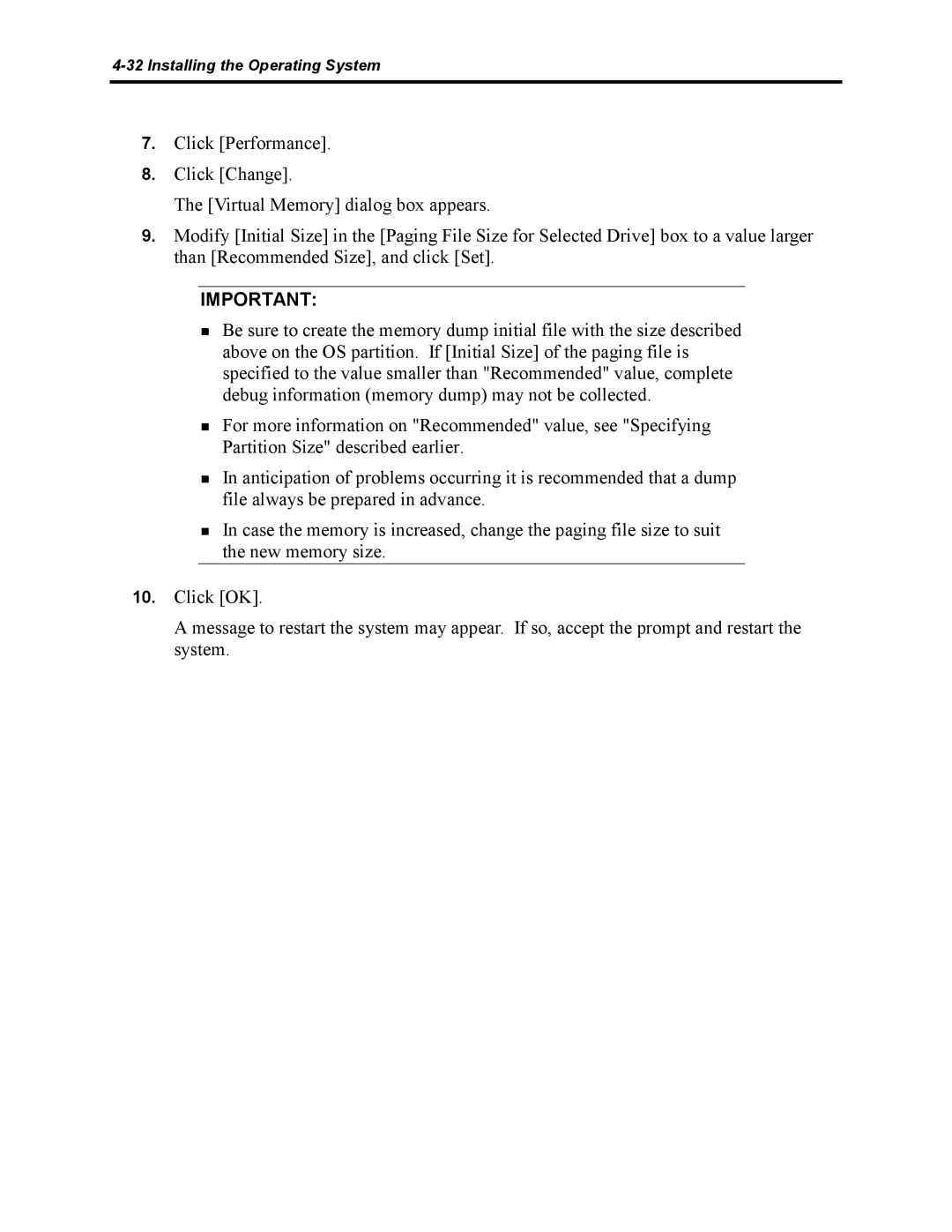 NEC 5800 manual Installing the Operating System 