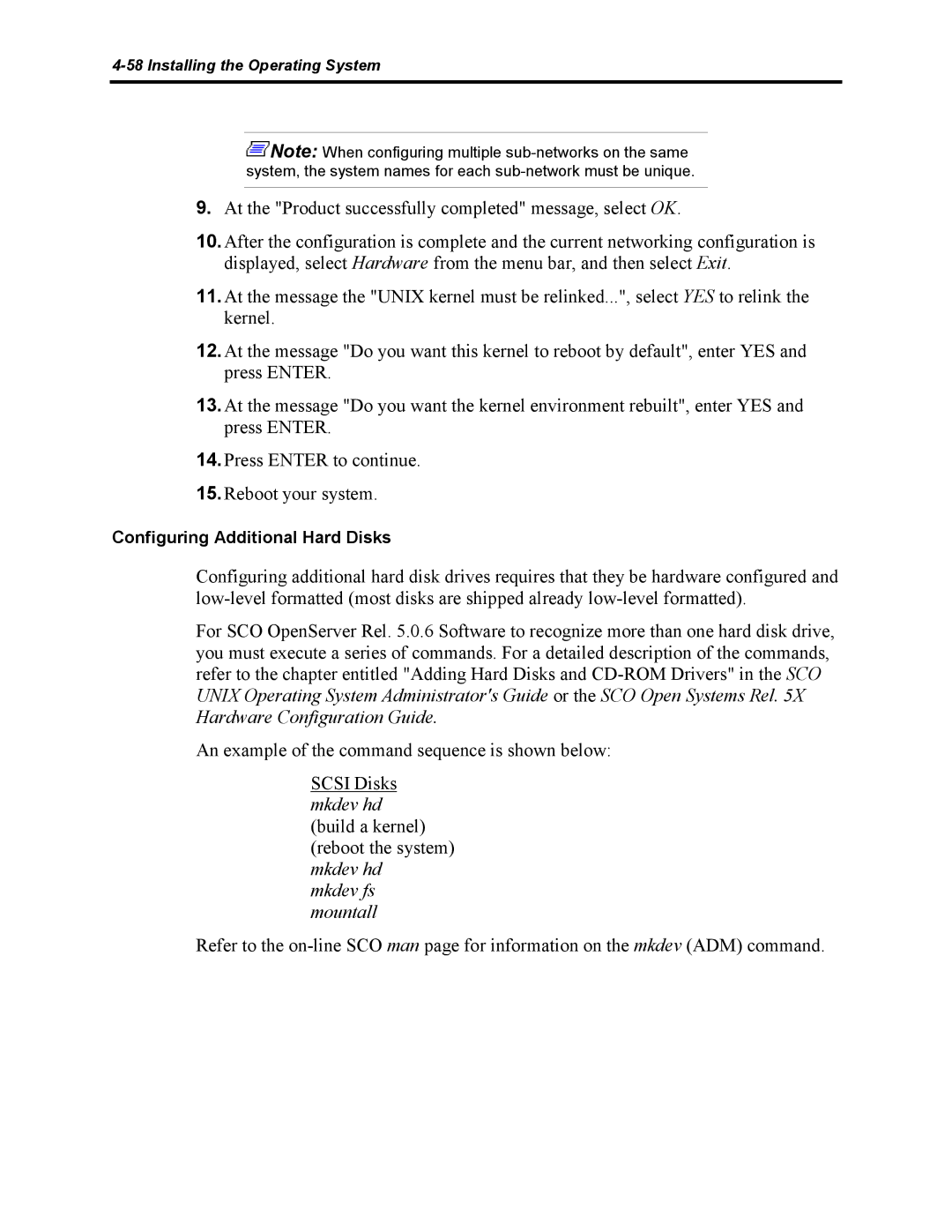 NEC 5800 manual Mkdev fs mountall 