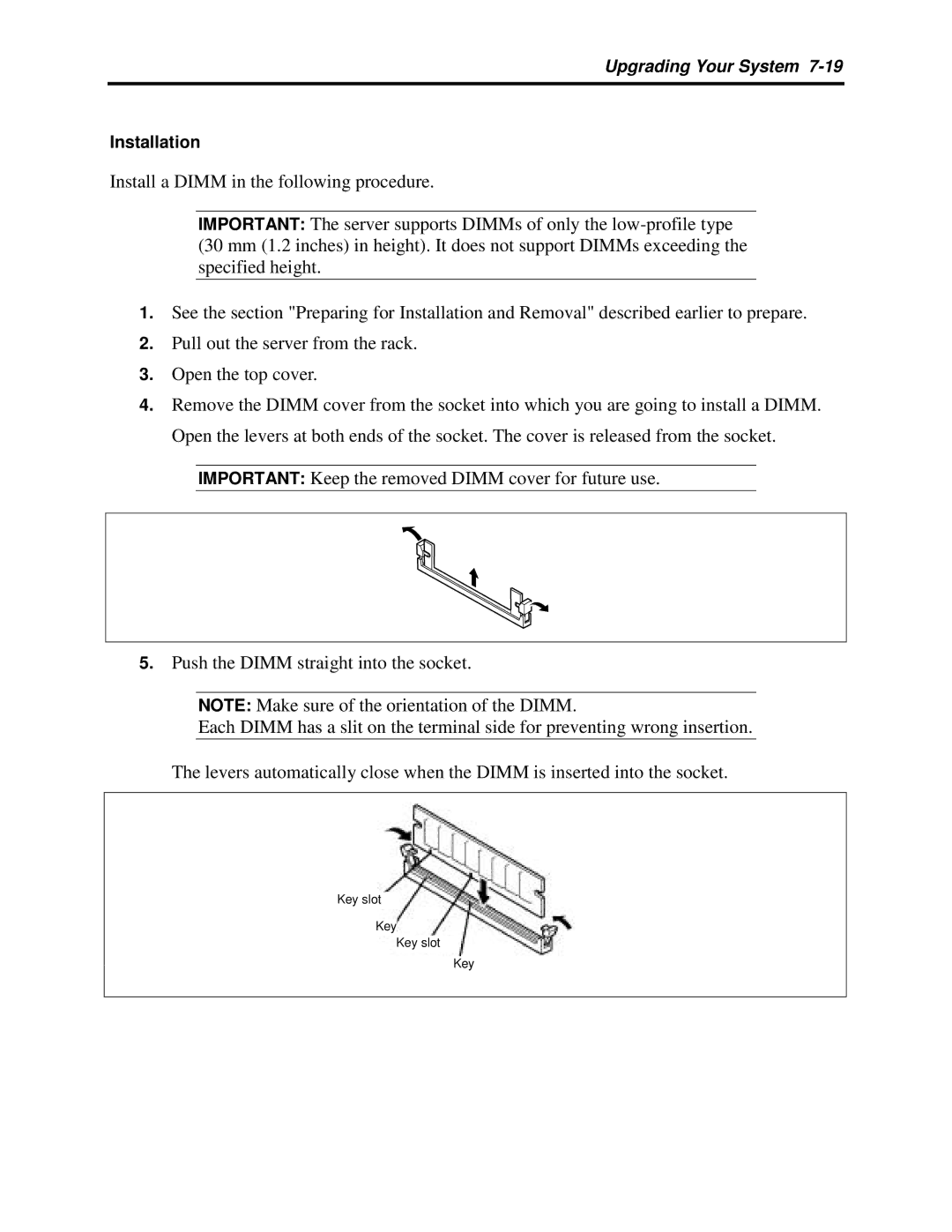 NEC 5800 manual Key slot 